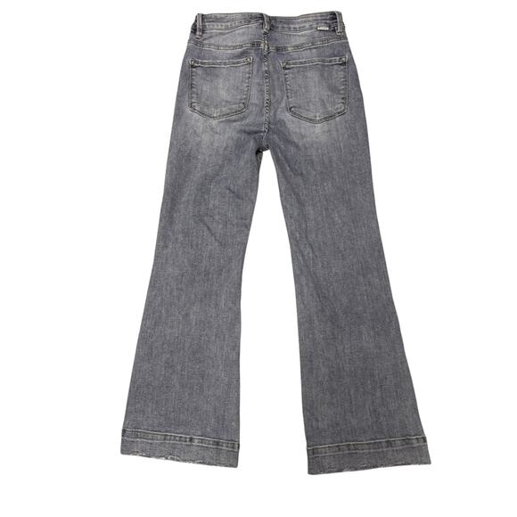 Risen High Rise Patch Pocket Ankle Flare Jeans Size 7 Blue Streetwear Western - Picture 3 of 5